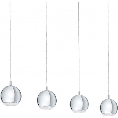 Hanging lamp Eglo 110×101 cm. 4 spotlights Steel and pmma. Silver Color