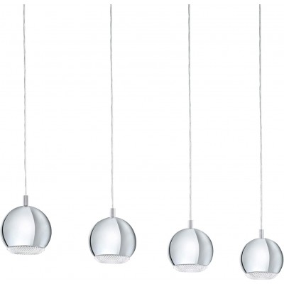 199,95 € Free Shipping | Hanging lamp Eglo Spherical Shape 110×101 cm. 4 spotlights Living room, dining room and bedroom. Modern Style. Steel and PMMA. Silver Color