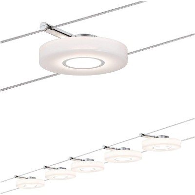 243,95 € Free Shipping | 5 units box Indoor spotlight 20W 2700K Very warm light. 1000 cm. 10 meters. Parallel lighting cable system Pmma and metal casting. Plated chrome Color