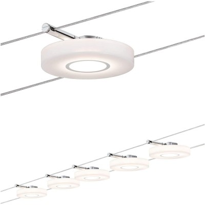 255,95 € Free Shipping | 5 units box Indoor spotlight 20W 2700K Very warm light. Round Shape 1000 cm. 10 meters. Parallel lighting cable system Living room, dining room and bedroom. Modern Style. PMMA and Metal casting. Plated chrome Color