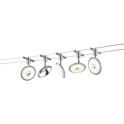 141,95 € Spedizione Gratuita | Scatola da 5 unità Faretto da interno Trio 3W 500 cm. 5 metri. 5 faretti LED. sistema di cavi paralleli Acrilico e metallo. Colore cromato