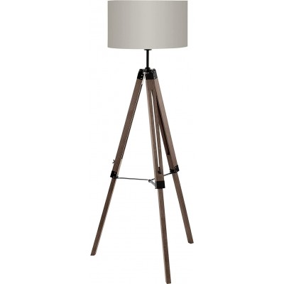 落地灯 Eglo 60W 圆柱型 形状 Ø 70 cm. 放在三脚架上 客厅, 饭厅 和 卧室. 优质的 风格. 钢, 木头 和 纺织品. 灰色的 颜色