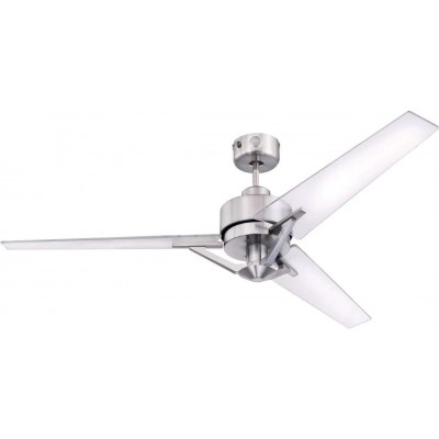 442,95 € Free Shipping | Ceiling fan 60W 64×29 cm. 3 vanes-blades Living room, bedroom and lobby. Modern and industrial Style. Nickel Metal. Nickel Color