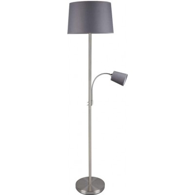 Lámpara de pie Forma Cilíndrica Ø 40 cm. Luz auxiliar de lectura Salón, comedor y vestíbulo. Estilo moderno. Metal y Textil. Color gris