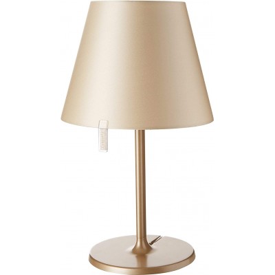 Lámpara de sobremesa 46W Forma Cónica 46×31 cm. Salón, comedor y dormitorio. Estilo diseño. Aluminio y Textil. Color dorado
