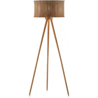 Lampada da pavimento Forma Cilindrica 54×53 cm. Treppiede di bloccaggio Soggiorno, camera da letto e atrio. Stile moderno. Legna. Colore marrone