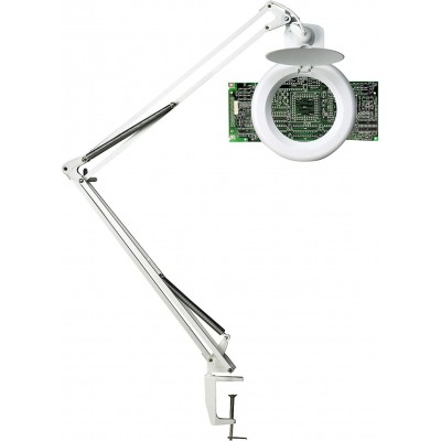 テクニカルランプ 6W 円形 形状 50×24 cm. LED照明付きの虫眼鏡。テーブルクランプ リビングルーム, ダイニングルーム そして ロビー. ABS, 鋼 そして 結晶. 白い カラー