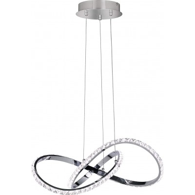 Lampe à suspension 17W Façonner Ronde 55×55 cm. Salle à manger, chambre et hall. Style moderne. PMMA et Métal. Couleur chromé