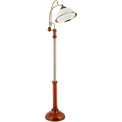 Lámpara de pie 40W Forma Redonda 166×40 cm. Articulable Salón, comedor y dormitorio. Estilo clásico. Madera y Vidrio. Color marrón