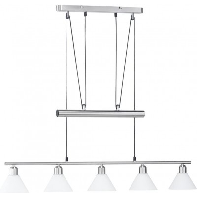 Lampe à suspension Trio 40W Façonner Conique 180×102 cm. 5 points lumineux Chambre. Style moderne. Métal. Couleur blanc