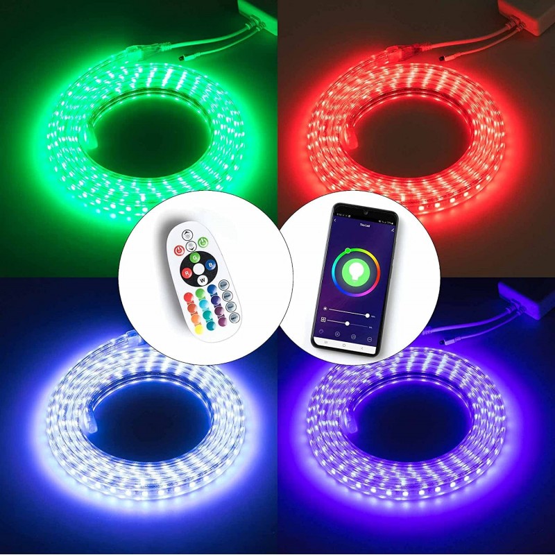 144,95 € Free Shipping | LED strip and hose LED Extended Shape 1600 cm. 16 meters. LED Strip Coil-Reel. Alexa and Google Home Terrace, garden and public space. White Color