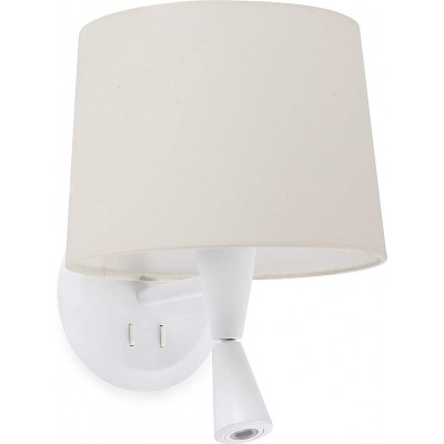 Aplique de pared interior 15W Forma Cilíndrica 28×26 cm. Lámpara auxiliar para lectura Dormitorio. Acero. Color blanco