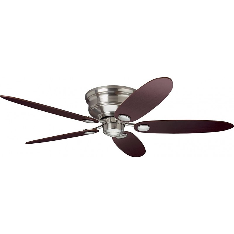 173,95 € Kostenloser Versand | Deckenventilator 75W 39×32 cm. 5 Flügelblätter. Kettenbrecher Rostfreier stahl. Braun Farbe