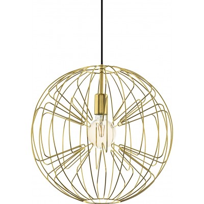 Lámpara colgante Eglo 60W Forma Esférica 110×45 cm. Diseño de jaula Comedor. Estilo vintage. Acero. Color dorado