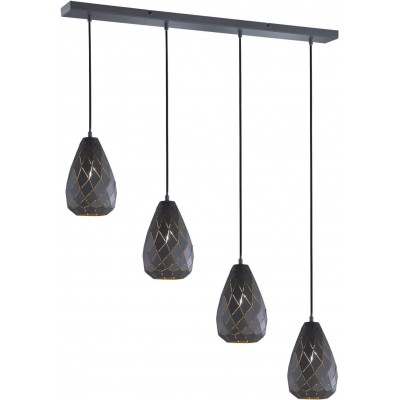 227,95 € Free Shipping | Hanging lamp Trio 60W 3000K Warm light. 150×90 cm. 4 LED spotlights Living room, dining room and bedroom. Modern Style. Metal casting. Black Color