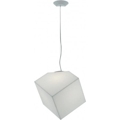 Lámpara colgante 23W Forma Cúbica 43×11 cm. Comedor, dormitorio y vestíbulo. PMMA y Metal. Color blanco