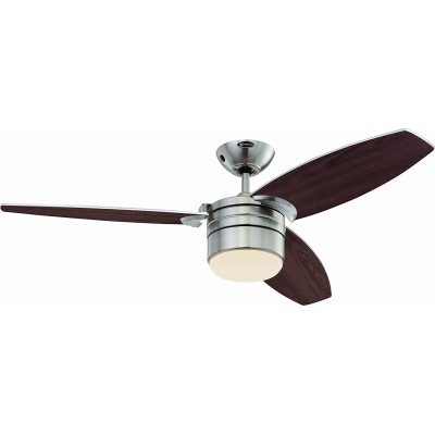 262,95 € Free Shipping | Ceiling fan with light 50W 122×122 cm. 4 blades-blades Metal casting. Brown Color