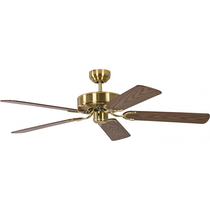169,95 € Free Shipping | Ceiling fan 60W 132×132 cm. 5 blades-blades Living room, bedroom and lobby. Modern Style. Metal casting and Rattan. Brown Color