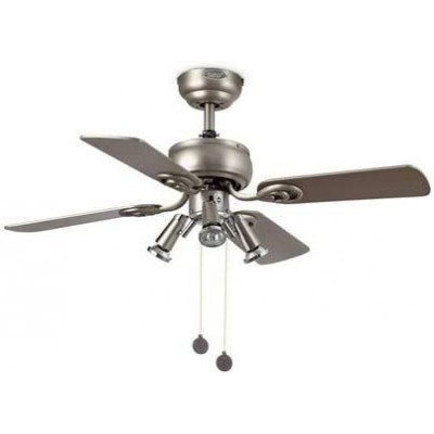 199,95 € Free Shipping | Ceiling fan with light 50W Ø 92 cm. 4 vanes-blades. triple focus Living room, dining room and bedroom. Modern Style. Steel, Aluminum and Wood. Brown Color