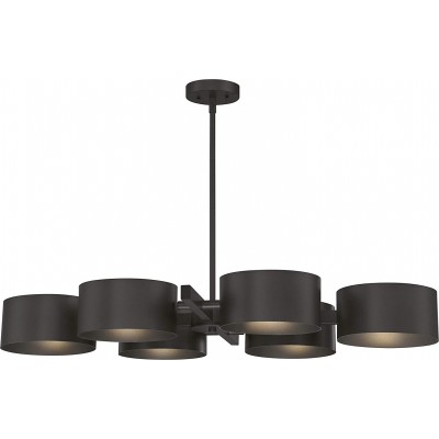 Lámpara colgante 60W Forma Cilíndrica 58×20 cm. 6 focos Salón, comedor y dormitorio. Estilo moderno. Metal. Color negro