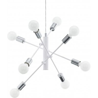 Leuchter Eglo 60W 110×71 cm. 8 Lichtpunkte Wohnzimmer, esszimmer und schlafzimmer. Stahl. Weiß Farbe