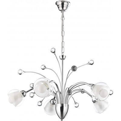 163,95 € Free Shipping | Chandelier 48×46 cm. 5 spotlights Crystal, metal casting and glass. Plated chrome Color