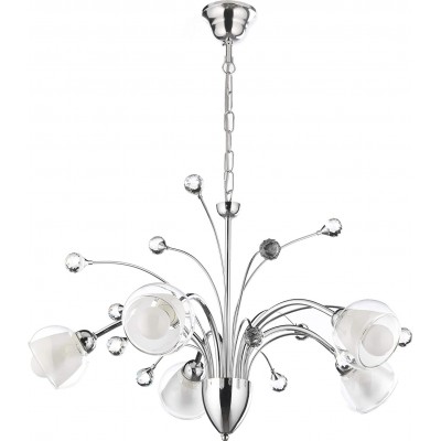 171,95 € Free Shipping | Chandelier 48×46 cm. 5 spotlights Living room, dining room and bedroom. Modern Style. Crystal, Metal casting and Glass. Plated chrome Color
