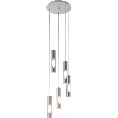 142,95 € Free Shipping | Hanging lamp Eglo 25W Cylindrical Shape 150×34 cm. 5 spotlights Living room, dining room and bedroom. Modern Style. Steel. White Color