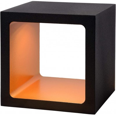 Lampe de table 6W 3000K Lumière chaude. Façonner Cubique 10×10 cm. LED Salle à manger, chambre et hall. Style moderne. Métal. Couleur noir