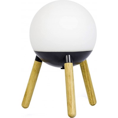 Настольная лампа 40W Сферический Форма 30×19 cm. Зажимной штатив Гостинная, столовая и спальная комната. Древесина. Белый Цвет