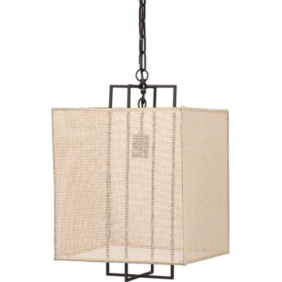 Hanging lamp Rectangular Shape 35×35 cm. Living room, kitchen and dining room. Modern Style. PMMA, Metal casting and Textile. Beige Color