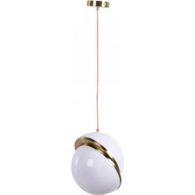 Hanging lamp Spherical Shape 25×25 cm. Living room, kitchen and bedroom. Modern Style. Acrylic and Metal casting. White Color