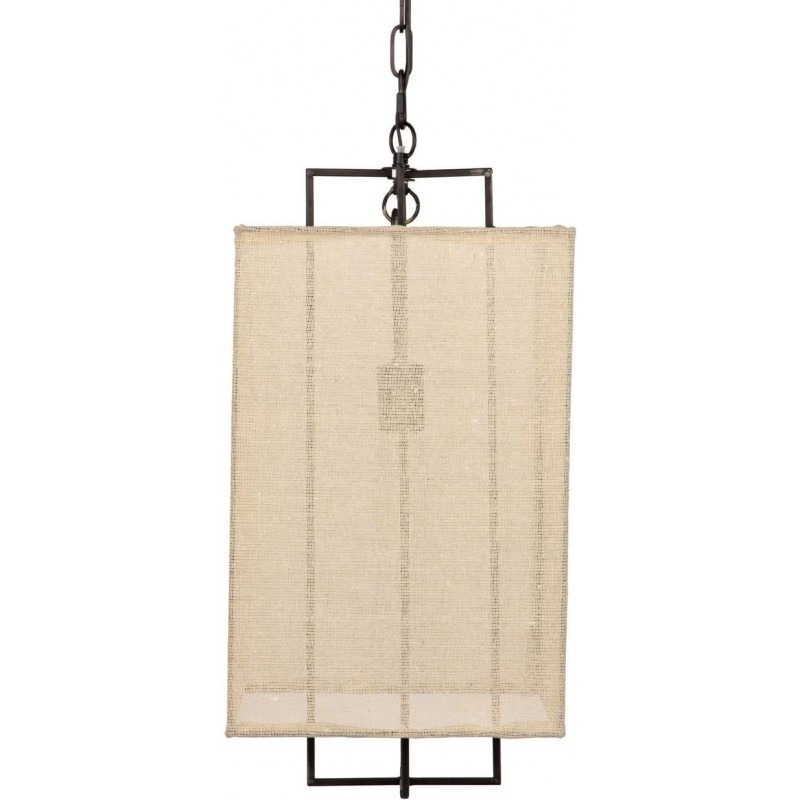 143,95 € Free Shipping | Hanging lamp Rectangular Shape 30×30 cm. Living room, kitchen and dining room. Modern Style. PMMA, Metal casting and Linen. Beige Color