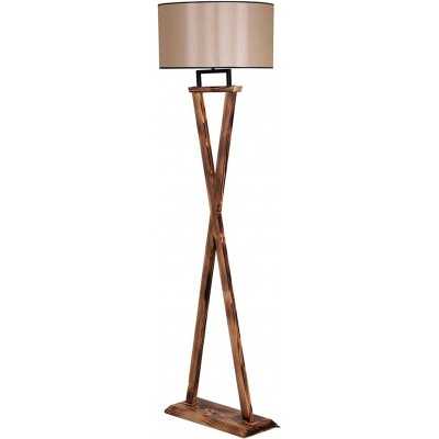 Floor lamp Cylindrical Shape 167×47 cm. Living room, dining room and bedroom. Nordic Style. Wood. Brown Color