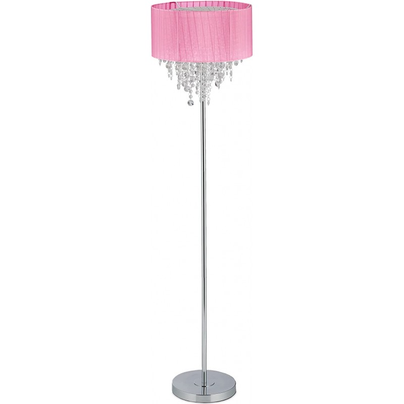 153,95 € Envío gratis | Lámpara de pie 60W Forma Cilíndrica 150×38 cm. Salón, comedor y dormitorio. Cristal, Metal y Textil. Color rosa