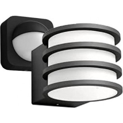 162,95 € Free Shipping | Outdoor wall light Philips 2700K Very warm light. Cylindrical Shape LED. Motion sensor. Alexa and Google Home Terrace, garden and public space. Metal casting. Black Color