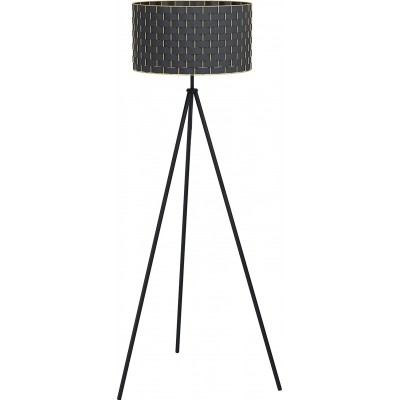 Floor lamp Eglo Cylindrical Shape 149×45 cm. Placed on tripod Living room, dining room and bedroom. Modern Style. Metal casting and Textile. Black Color