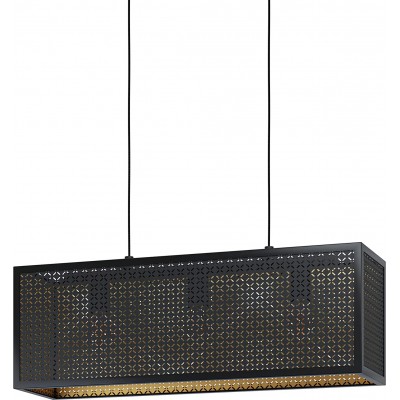 Lampada a sospensione Eglo 40W Forma Rettangolare 110×73 cm. Tripla messa a fuoco Sala da pranzo. Stile moderno. Metallo. Colore nero
