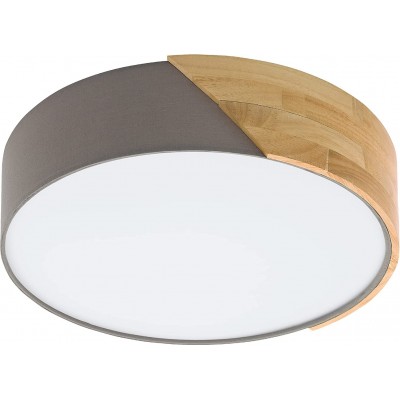 154,95 € Free Shipping | Indoor ceiling light Eglo 28W Round Shape Ø 40 cm. 2 points of light Dining room, bedroom and lobby. Modern Style. PMMA, Wood and Textile. Gray Color