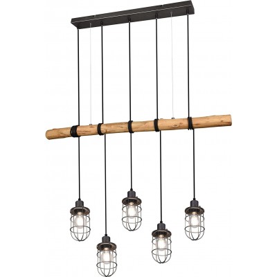 Lampe à suspension Trio 42W 207×100 cm. 5 projecteurs Salle, salle à manger et hall. Style vintage. Métal. Couleur noir