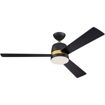 Ceiling fan with light 40W 63×26 cm. 3 vanes-blades Living room, bedroom and lobby. Modern Style. Metal casting and Glass. Black Color