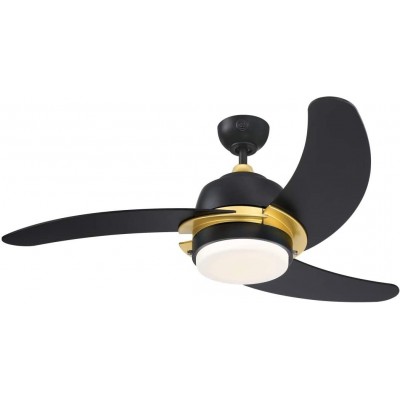 213,95 € Free Shipping | Ceiling fan with light 16W 63×31 cm. 3 vanes-blades Living room, dining room and lobby. Modern Style. Metal casting. Black Color