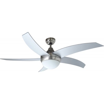 219,95 € Envio grátis | Ventilador de teto com luz 60W 60×32 cm. 5 lâminas-lâminas Aço, pmma e madeira. Cor prata