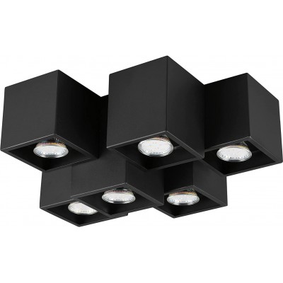 147,95 € Free Shipping | Indoor spotlight Trio 35W Cubic Shape 37×30 cm. 6 spotlights Dining room, bedroom and lobby. Modern Style. Metal casting. Black Color