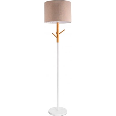 Floor lamp 20W Cylindrical Shape 168×38 cm. Living room, dining room and bedroom. Modern Style. Metal casting, Wood and Textile. Beige Color