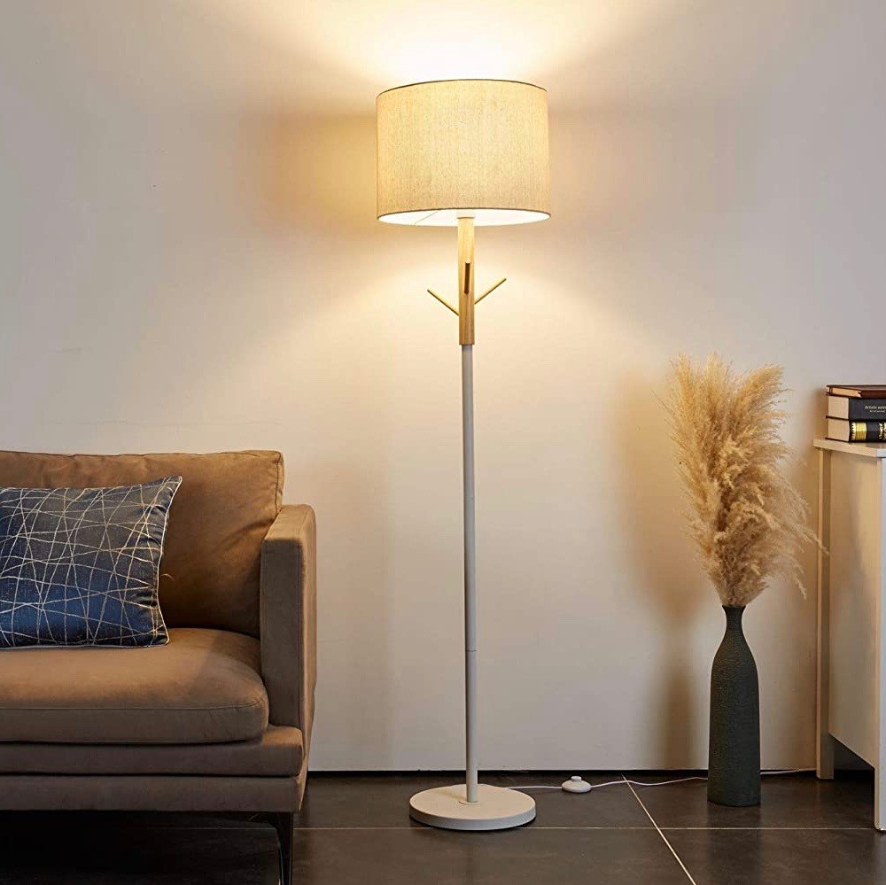 192,95 € Free Shipping | Floor lamp 20W 168×38 cm. Metal casting, wood and textile. Beige Color