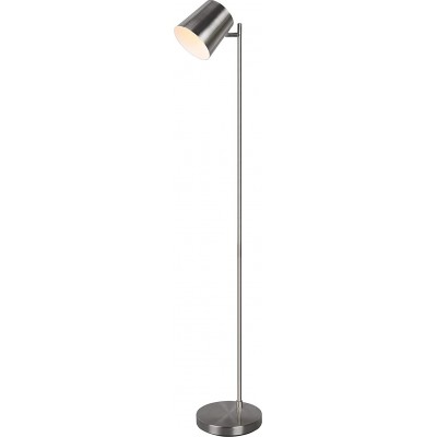 189,95 € Free Shipping | Floor lamp Reality Conical Shape 125×30 cm. Rechargeable battery. USB connection Living room, dining room and lobby. Metal casting. Nickel Color