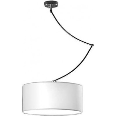 Lámpara colgante Forma Cilíndrica 120×85 cm. Salón, dormitorio y vestíbulo. Estilo moderno. Metal y Textil. Color blanco