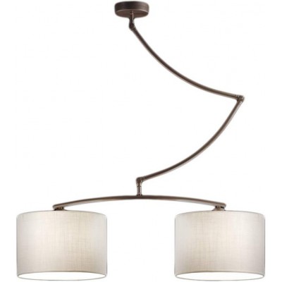 吊灯 圆柱型 形状 120×85 cm. 双焦点 客厅, 饭厅 和 卧室. 现代的 风格. 金属 和 纺织品. 浅褐色的 颜色