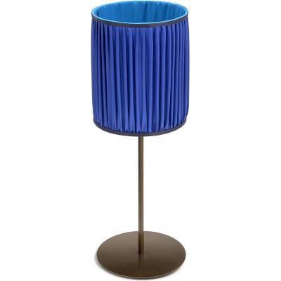 Lâmpada de mesa 40W Forma Cilíndrica 60×20 cm. Sala de estar, sala de jantar e salão. Metais e Têxtil. Cor azul